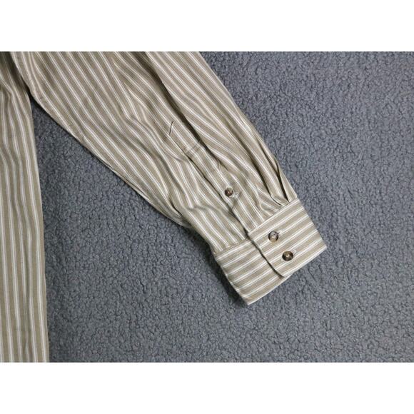 Outback Trading Company Mens Shirt L Cotton Brown White Striped Western Cowboy - Picture 6 of 8